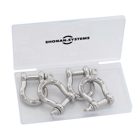 SHONAN 5/16" Marine Grade Bow Shackles, 4Pcs(316 Stainless Steel)