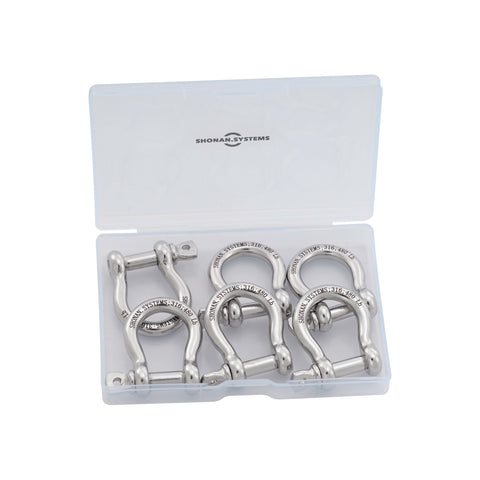 SHONAN 1/4" Marine Grade Bow Shackles, 6 Pcs(316 Stainless Steel)