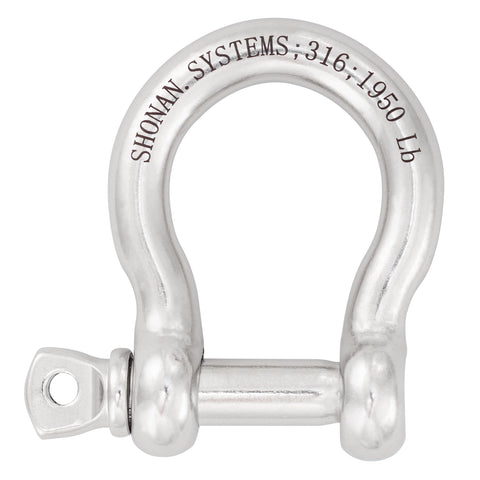 SHONAN 1/2" Marine Grade Large Bow Shackle, 2 Pcs(316 Stainless Steel)