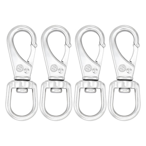 3.5" Stainless Steel Swivel Eye Snap Hooks, 4 Pcs