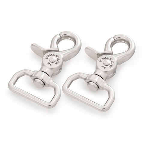 2.36" Trigger Snap Hooks for 1-inch Webbing, 316 Stainless Steel, 100 Lbs Capacity, 2 Pcs