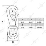4.6" Stainless Steel Large Swivel Eye Snap Hooks, 2 Pcs