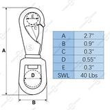 SHONAN 2.7" Swivel Eye Snap Hooks, 5 Pcs