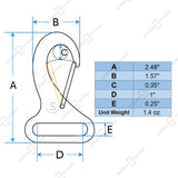 SHONAN Wire Gate Carabiners for 1 Inch Webbing Strap, 316 Stainless Steel