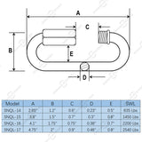 Large Opening Version- Marine Grade Quick Links, 316 Stainless Steel