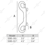 4.5" Double Ended Bolt Snap Hooks, 316 Stainless Steel, 2 Pcs