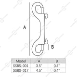 4.5" Double Ended Bolt Snap Hooks, 316 Stainless Steel, 2 Pcs