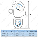 2.75" / 3.5" Marine Grade Snap Shackles, Stainless Steel 316, 2 Pcs