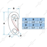 2" Marine Grade Wire Gate Carabiners, Stainless Steel 316, 4 Pcs