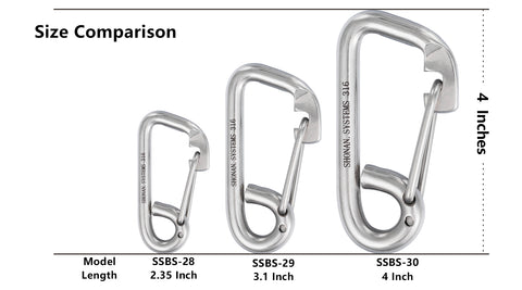 Shonan Marine Boat Hooks, Stainless Steel Carabiner Heavy Duty Snap Hook, Rope Clips for Jet Ski, Kayak and Boat Dock Lines