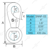 SHONAN 4" Heavy Duty Swivel Snap Hook for Egg Chair, Swing, Punching Bag, and Rope Ceiling Mount, 2 Pcs(316 Stainless Steel)
