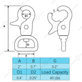 2" Small Trigger Snap Hooks, 316 Stainless Steel, 40 Lbs Capacity, 2 Pcs