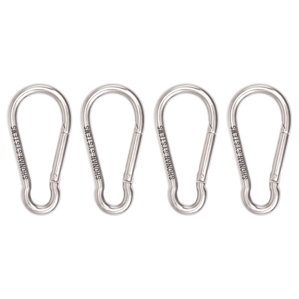 Shonan 3.1 inch Carabiner Clips- 4 Pack Heavy Duty Stainless Steel Spring Snap Hook for Key Chains D Ring Locking Carabiners for Dog Leash, Outdoor