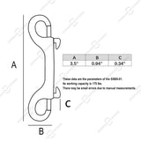 3.5" Double Ended Bolt Snap Hooks, Marine Grade Stainless Steel 316, 2 Pack