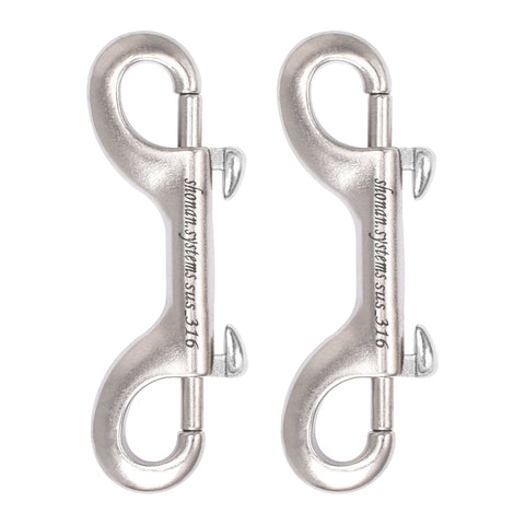 3.5" Double Ended Bolt Snap Hooks, Marine Grade Stainless Steel 316, 2 Pack