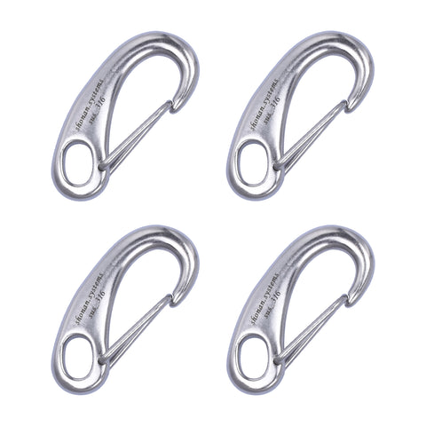 2.75" Marine Grade Wire Gate Carabiners, Stainless Steel 316, 4 Pcs