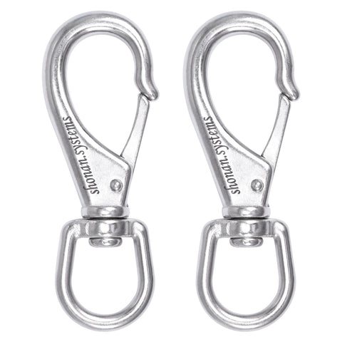 4.6" Stainless Steel Large Swivel Eye Snap Hooks, 2 Pcs