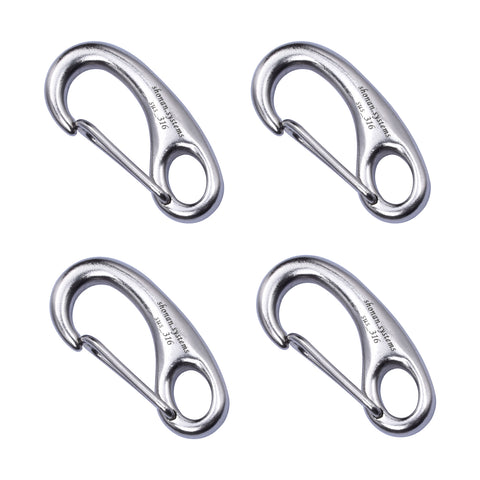 2" Marine Grade Wire Gate Carabiners, Stainless Steel 316, 4 Pcs